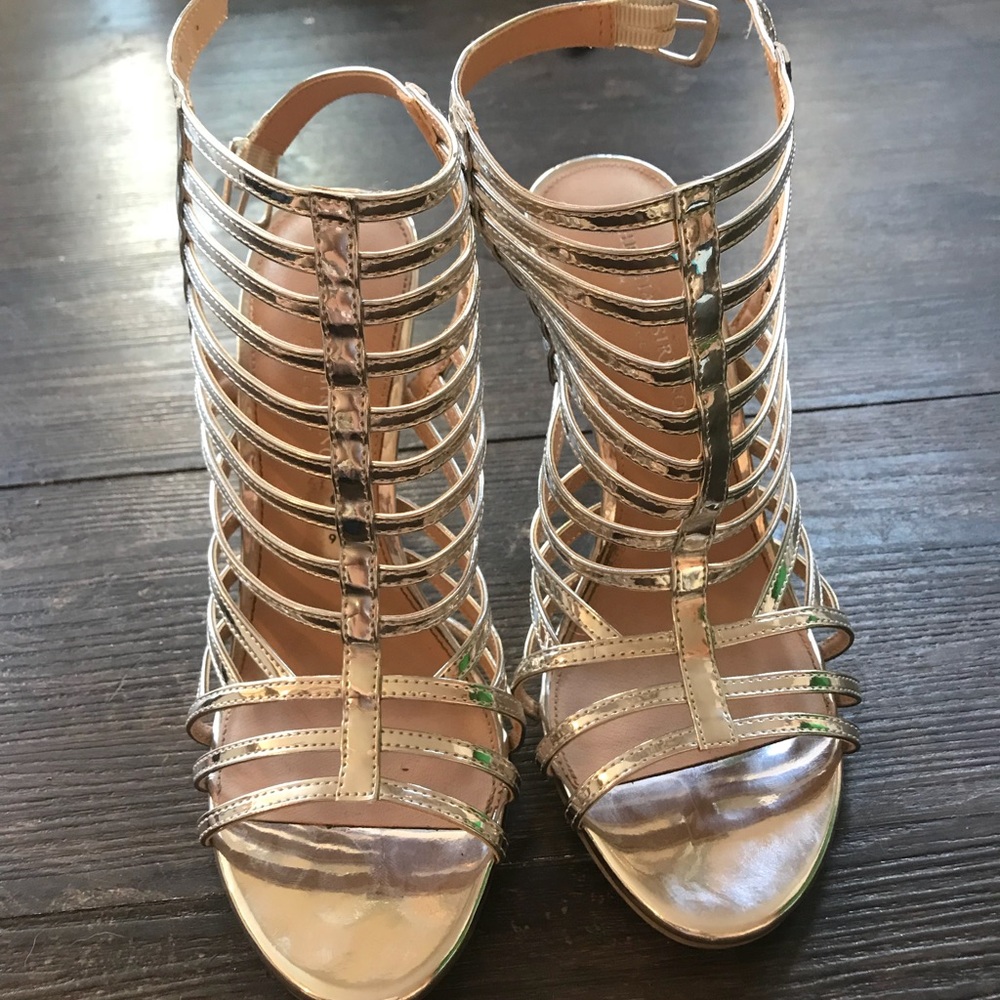 Woman’s silver high heels